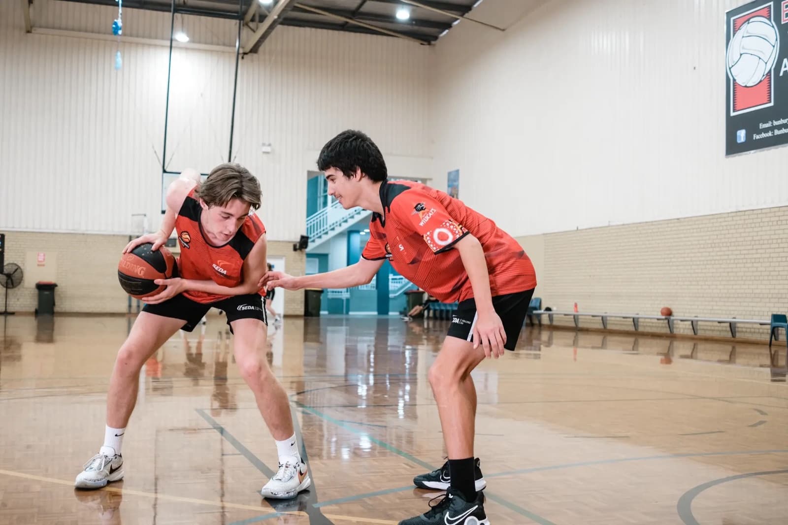 Two players going one-on-one at the South West Sports Centre, Bunbury