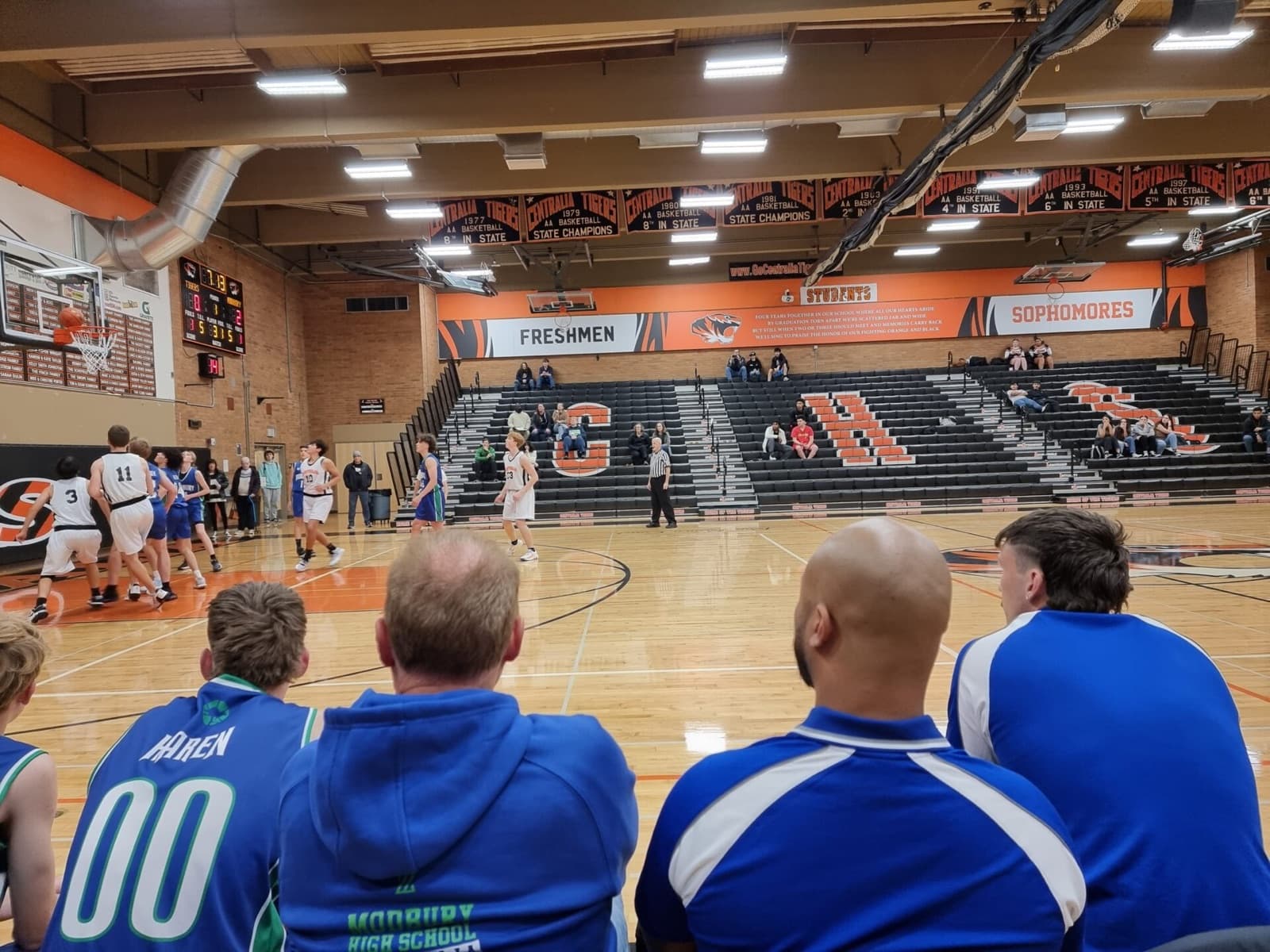 View from the Modbury High School bench during a game on the school's USA basketball trip
