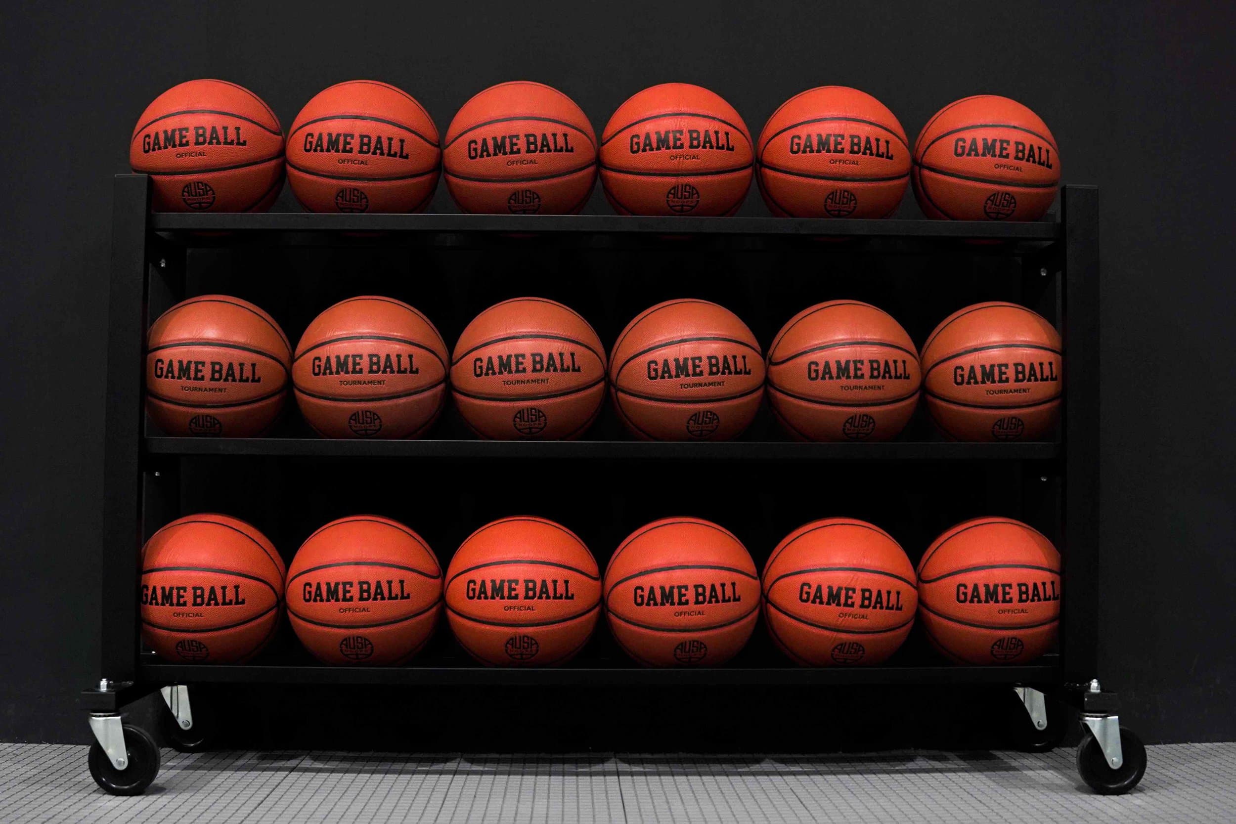 Game Ball premium ball rack in black, three-row, 18 balls